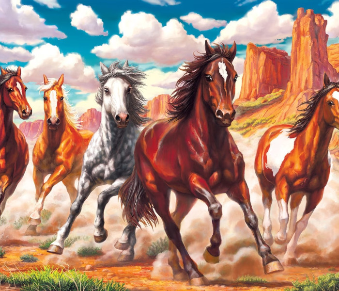 Puzzle - Art puzzle - Cavalli selvaggi nella valle
