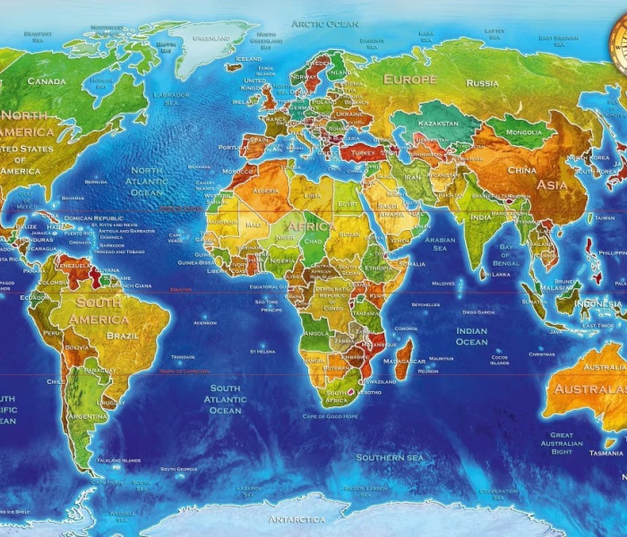 Puzzle - Bluebird - Mappa politica del mondo
