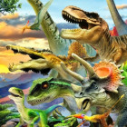 Puzzle - Bluebird - Dinosauri al tramonto