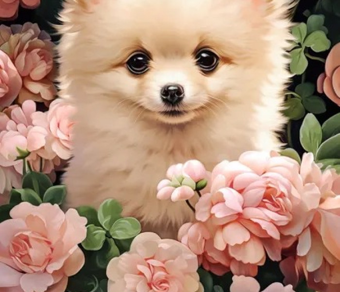 Puzzle - Castorland - Cucciolo di Pomerania a Roses