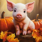 Puzzle - Castorland - Maialino autunnale carino