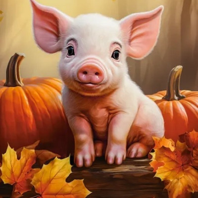 Maialino autunnale carino