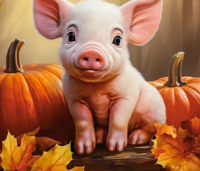 Puzzle - Castorland - Maialino autunnale carino