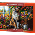 Puzzle - Castorland - Meditazione del gatto in fiore