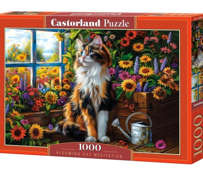 Puzzle - Castorland - Meditazione del gatto in fiore