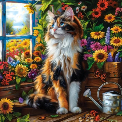 Meditazione del gatto in fiore