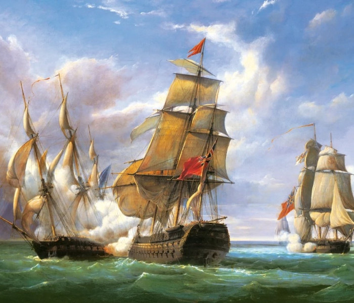 Puzzle - Castorland - "Combattimento tra la fregata francese  La Canonniere  e la nave inglese  The Tremendous ""