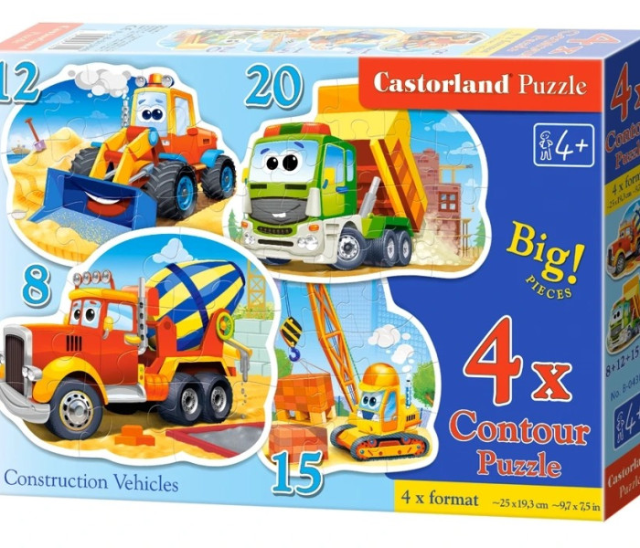 Puzzle - Castorland - Veicoli da costruzione - 4 in 1