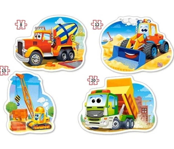 Puzzle - Castorland - Veicoli da costruzione - 4 in 1