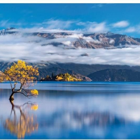 Riflessi dorati del lago Wanaka - Puzzle Panoramico