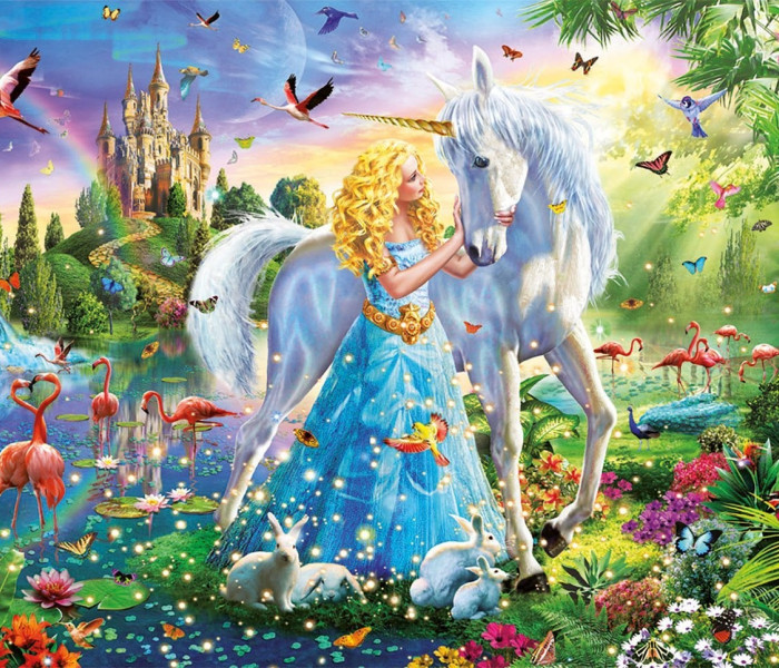 Puzzle - Educa - Unicorno e principessa