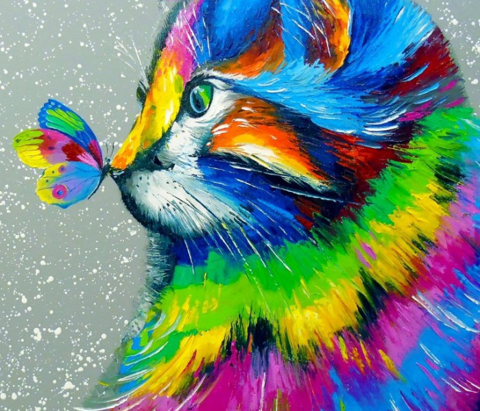 Puzzle - Enjoy - Bellissimo gatto e farfalla