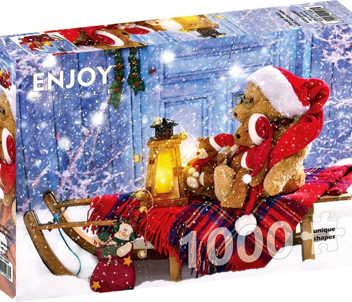 Puzzle - Enjoy - Orsacchiotti con cappelli di Babbo Natale