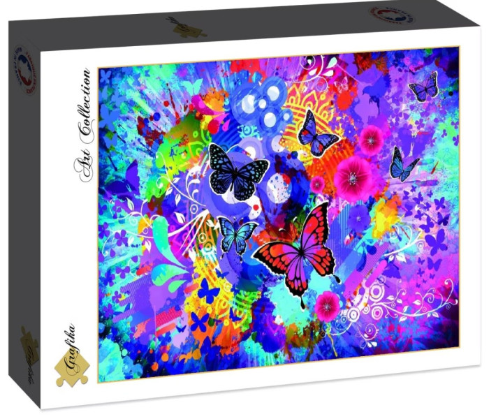 Puzzle - Grafika - Farfalle e fiori colorati