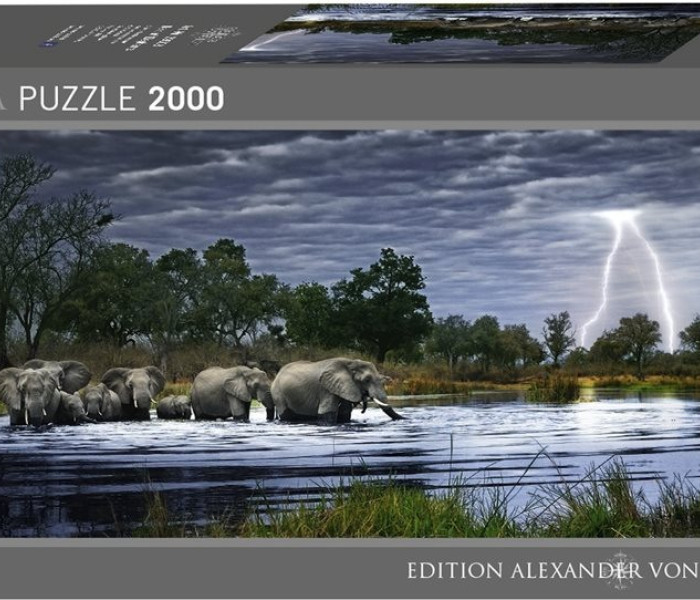 Puzzle - Heye - mandria di elefanti - Puzzle Panoramico