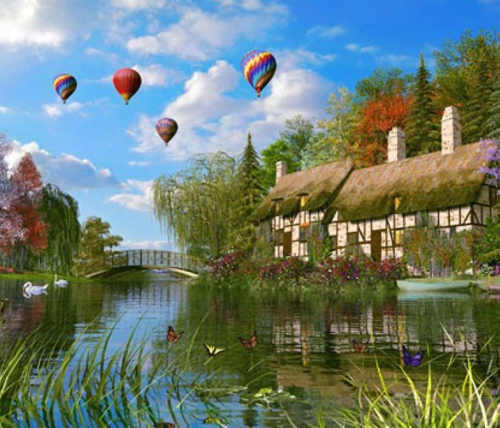 Puzzle - King - Vecchia casa in riva al fiume