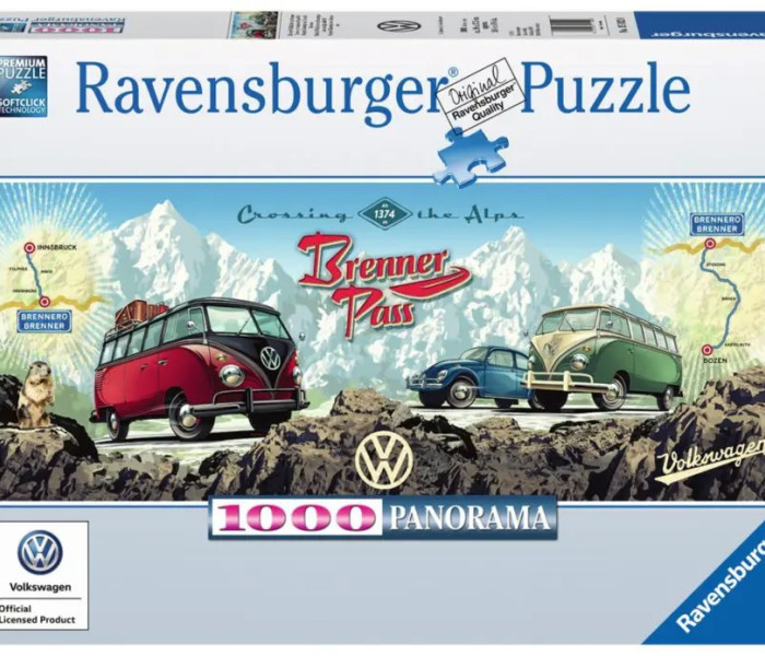 Puzzle - Ravensburger - Attraversa le Alpi con una VW! - Puzzle Panoramico