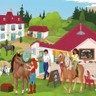 Puzzle - Schmidt - In una fattoria di cavalli + figurina