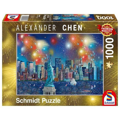 Fuochi d'artificio sopra la Statua della Libertà