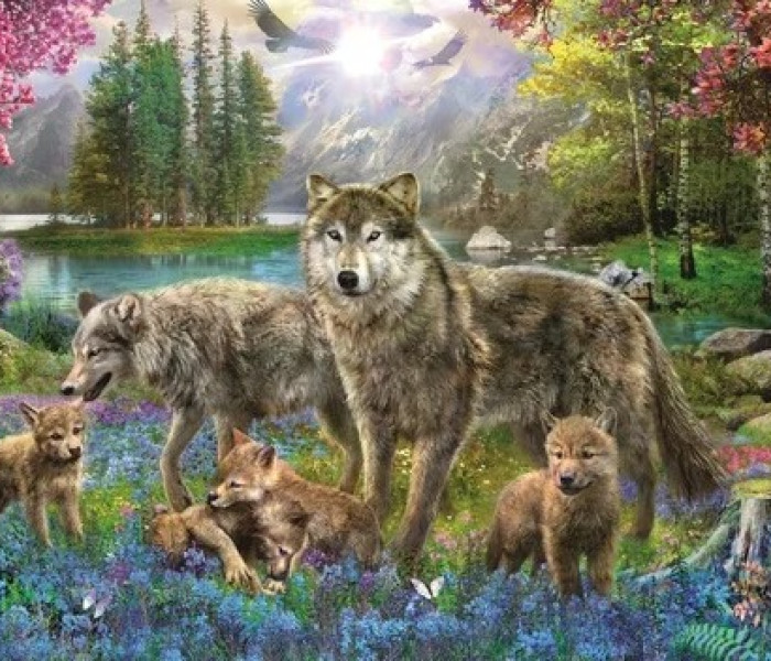 Puzzle - Trefl - famiglia dei lupi