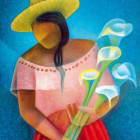 Puzzle - Bluebird - Donna con fiori